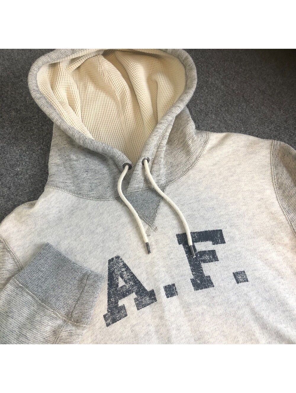 Abercrombie Fitch Hoodie Mens Medium Gray Muscle Pullover Sweatshirt Preppy Y2K